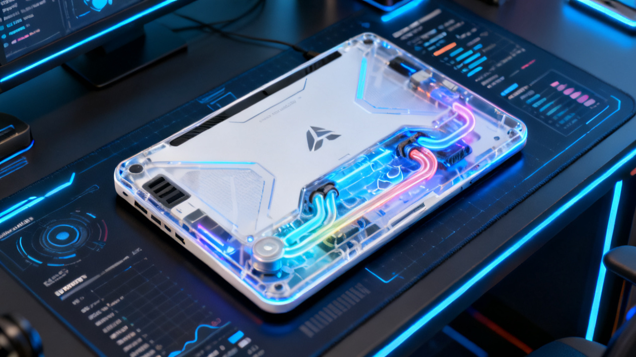 红魔游戏平板5 Pro透明水冷设计曝光，AI工具加持成口袋游戏神器配图