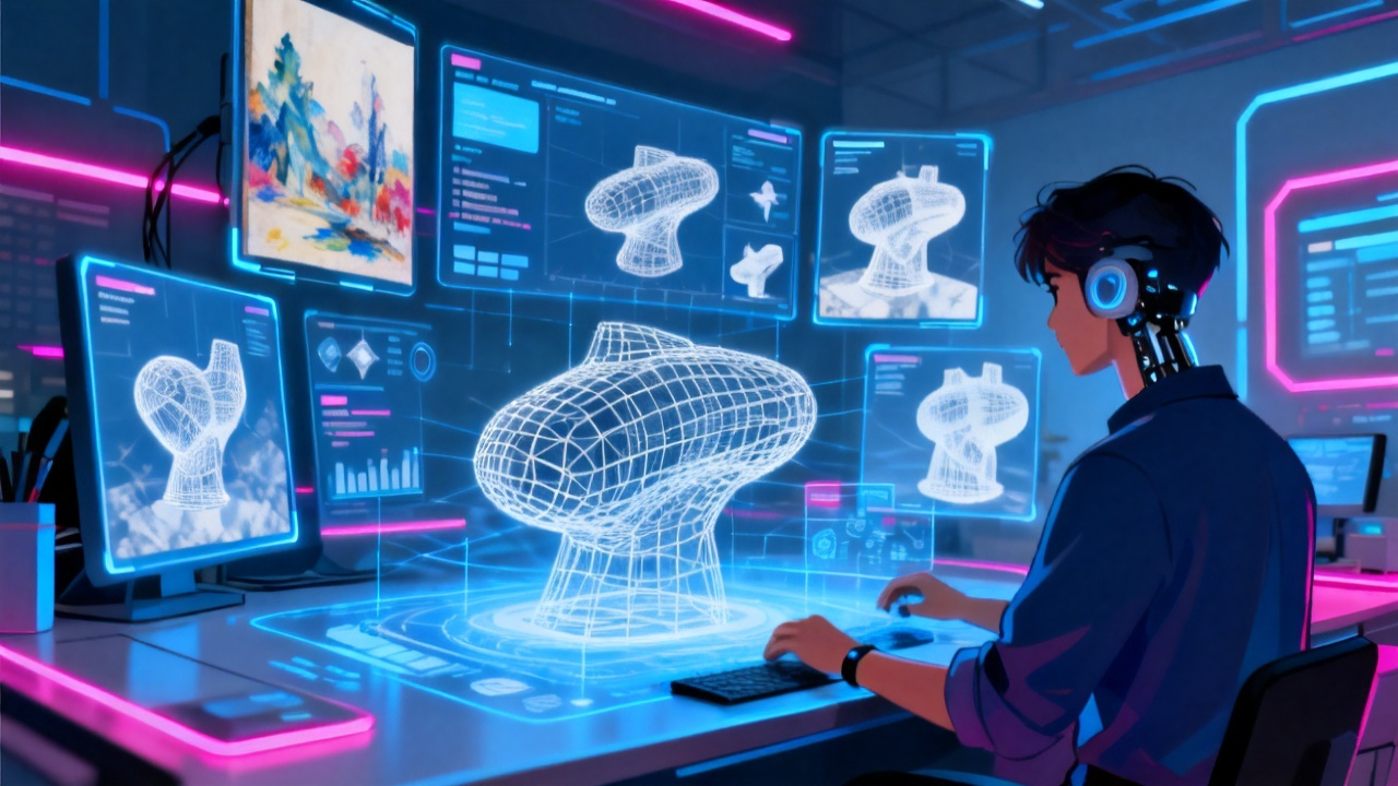 AI绘画进入3D时代:从平面生成到立体创作的效率革命与科技动态配图